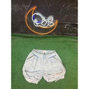 One teaspoon Vintage Denim Shorts High Waist Distressed Frayed Hem Blue Women 28